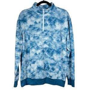 Original Use Mens Quarter Zip Tie Dye Pullover Blue/White Size Medium